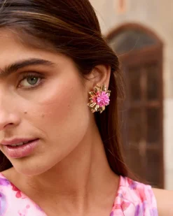 Boucles d’eilles fleur rose-Polin et moi Fashion