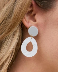 Boucles d’oreilles longues blanches-Polin et moi Hot
