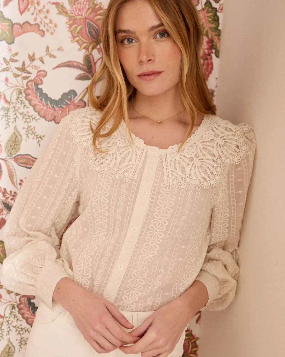 Chemise à col en dentelle Pilar-Polin et moi Outlet