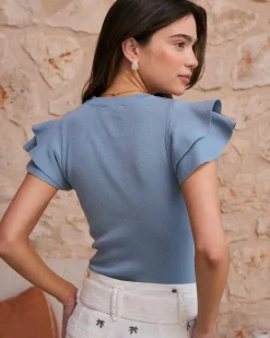 Haut à volants à manches Hailey-Polin et moi Clearance