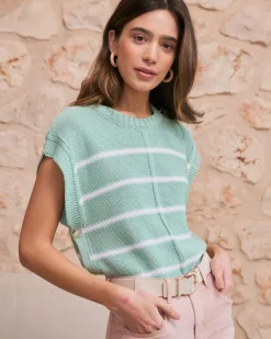 Haut rayé vert aqua-Polin et moi Fashion