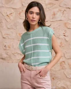 Haut rayé vert aqua-Polin et moi Fashion
