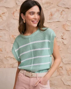 Haut rayé vert aqua-Polin et moi Fashion