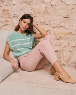 Haut rayé vert aqua-Polin et moi Fashion